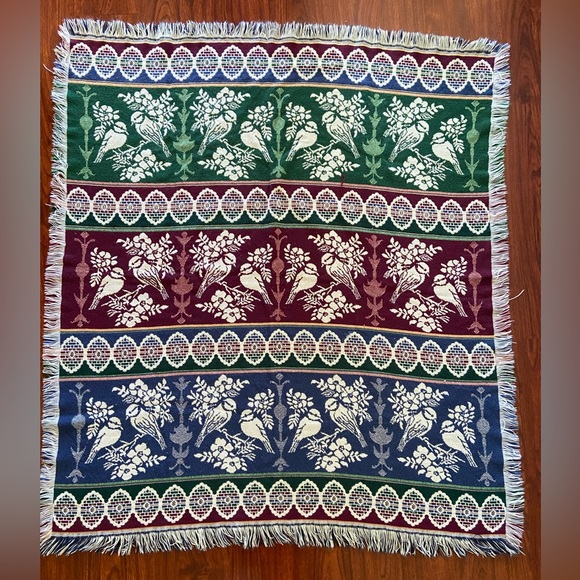 Source Unknown Other - Tapestry BIRD Throw Blanket Multi Color